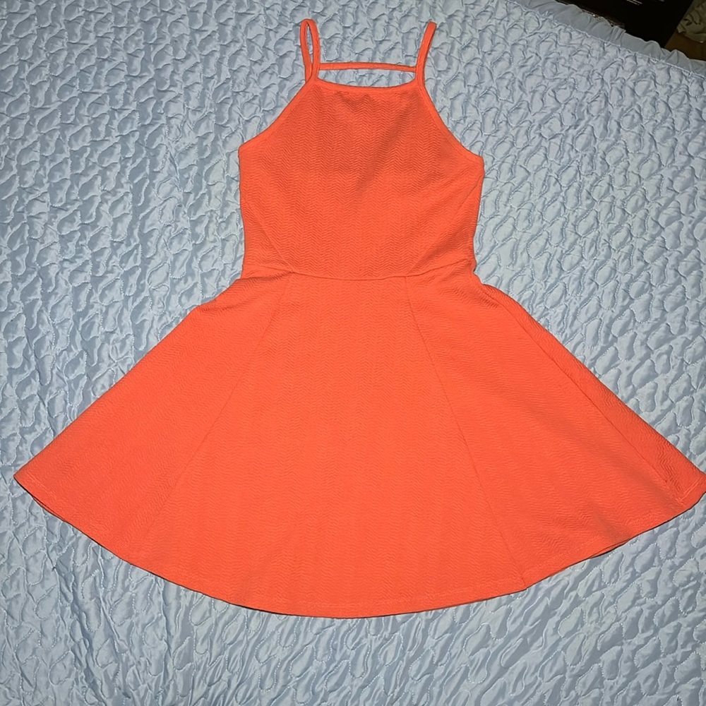 Divided Back Cut Out Orange Dress